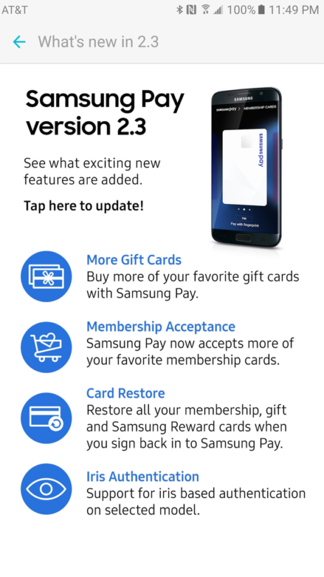 Samsung Pay迎更新：用户将可用虹膜完成支付