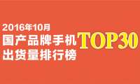 2016年10月国产品牌手机出货量排行榜