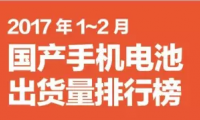 2017年1-2月国产手机电池出货排行榜