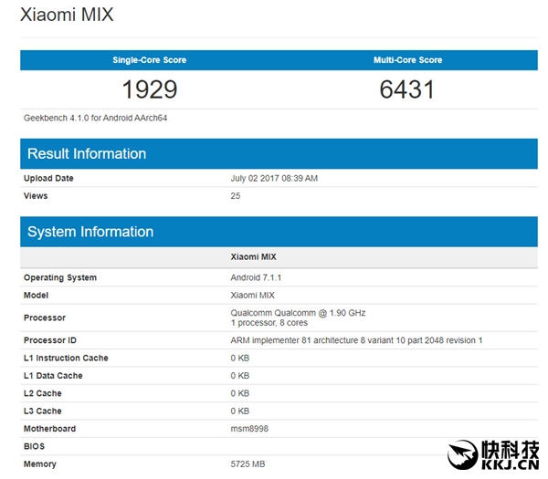 小米MIX 2配置大曝光：骁龙835+6GB