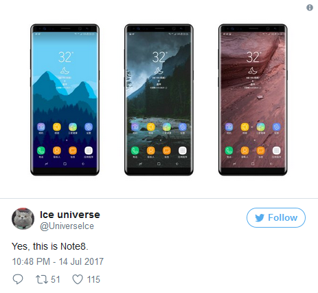 Galaxy Note 8最新谍照曝光：屏幕采用无边框设计