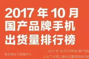 2017年10月国产品牌手机出货量排行榜