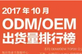 2017年10月ODM/OEM出货量排行榜