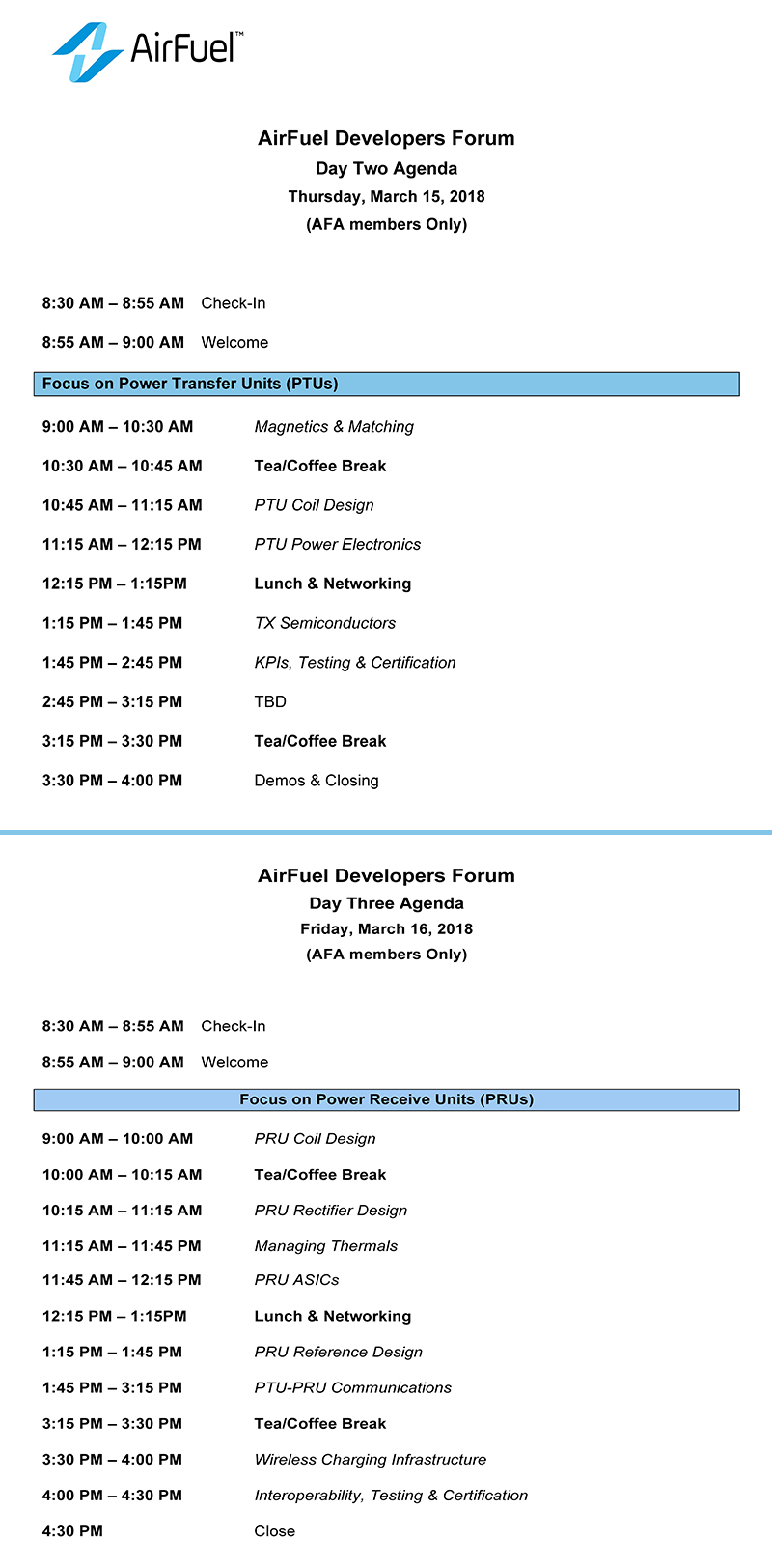 AirFuel无线充电大会暨开发者论坛完整日程抢先出炉