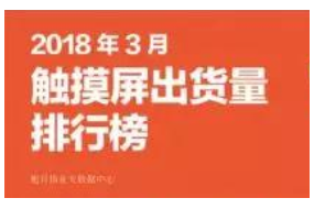 2018年3月触摸屏出货量排行榜