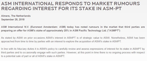 TCL集团考虑收购ASM太平洋25%股权 价值约10亿美元