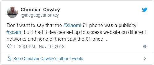 小米手机1英镑抢购引众怒：库存稀少且未明示“抽奖”机制