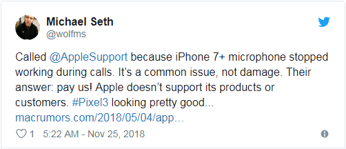 iPhone 7麦克风缺陷持续发酵 苹果却希望用户掏300美元付费维修