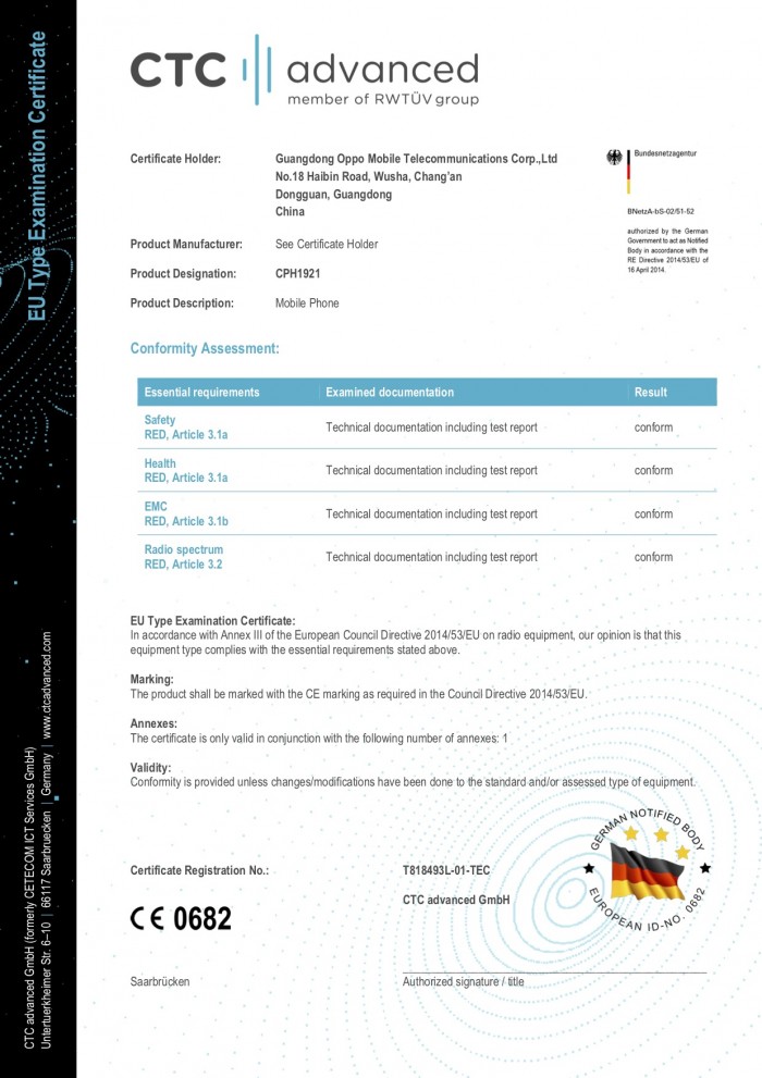 OPPO首部5G手机获得5G CE认证