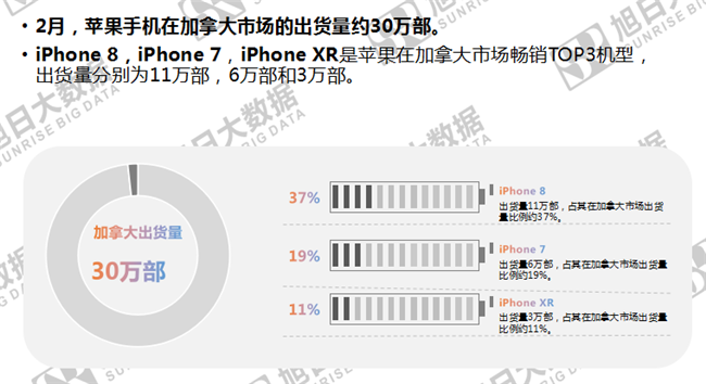 苹果手机全球市场表现（2019年2月）