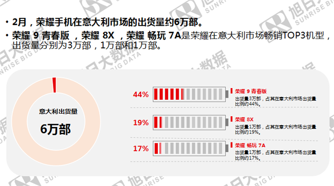 荣耀手机全球市场表现（2019年2月）