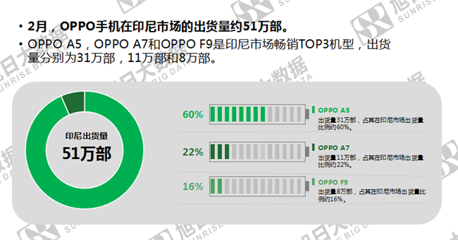 OPPO手机全球市场表现（2019年2月）