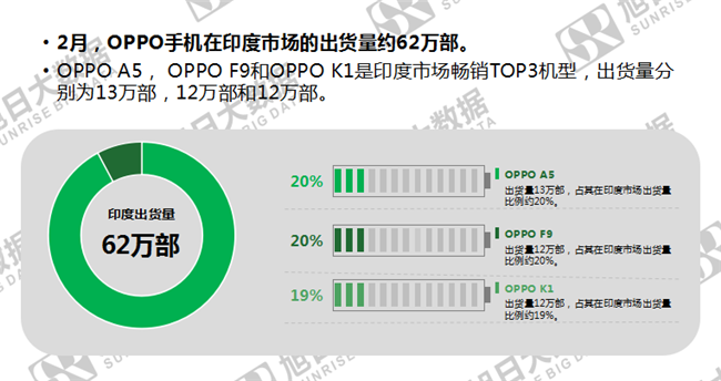 OPPO手机全球市场表现（2019年2月）