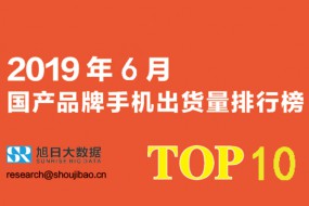 2019年6月国产手机品牌出货量总榜TOP 10