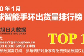 2020年1月全球智能手环出货量排行榜